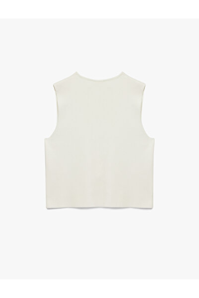 Koton Плетена жилетка без ръкави с копчета и цип