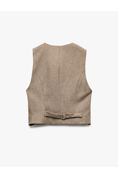 Koton Regular Fit Kolsuz V Yaka Blazer Yelek