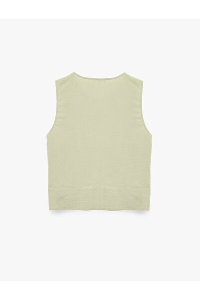 Koton Sleeveless Buttoned Crew Neck Vest
