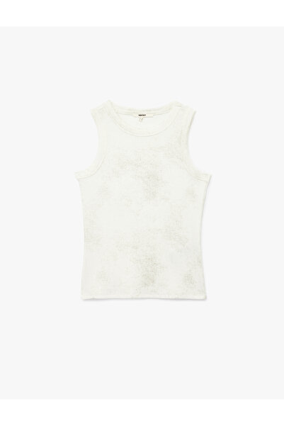 Koton Cotton Sleeveless Halter Neck Shiny Lurex Tank Top