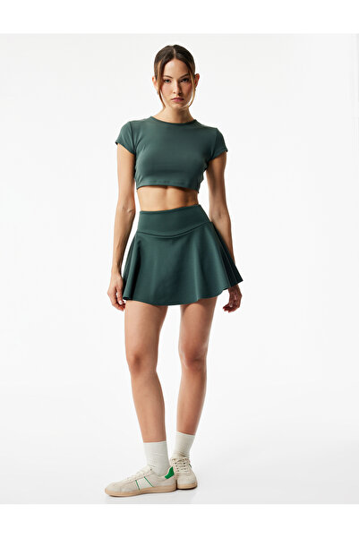 Koton Short Sleeve Crew Neck Crop Basic Sports T-Shirt