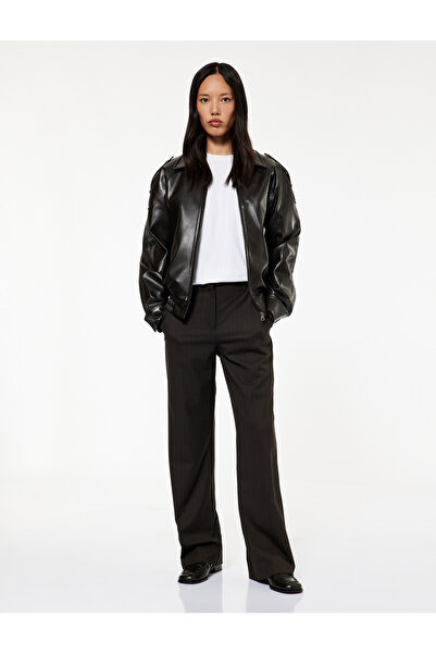 Koton Дългоръкавна, с джобове, с цип, изкуствена кожена яке