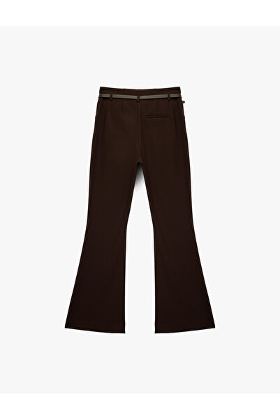 Koton Slim Fit Cepli Kemer Detaylı İspanyol Paça Kumaş Pantolon