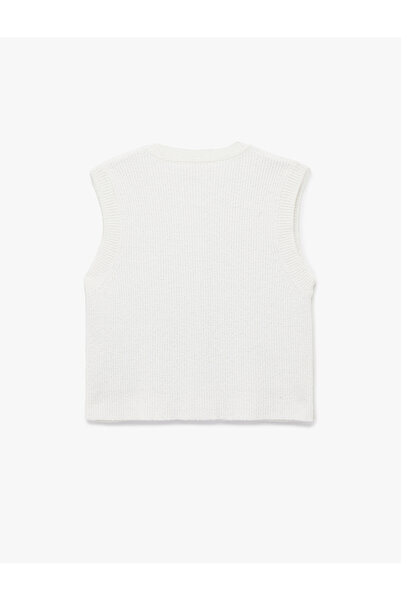 Koton Gold Düğme Detaylı Cepli Kolsuz Bisiklet Yaka Triko Yelek