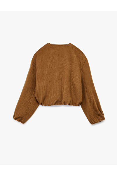 Koton Дългоръкава бомбър яке с цип и качулка от кадифе