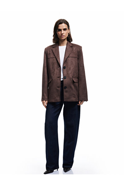 Koton Двуредно яке от изкуствен велур с копчета и дълъг ръкав с джобове