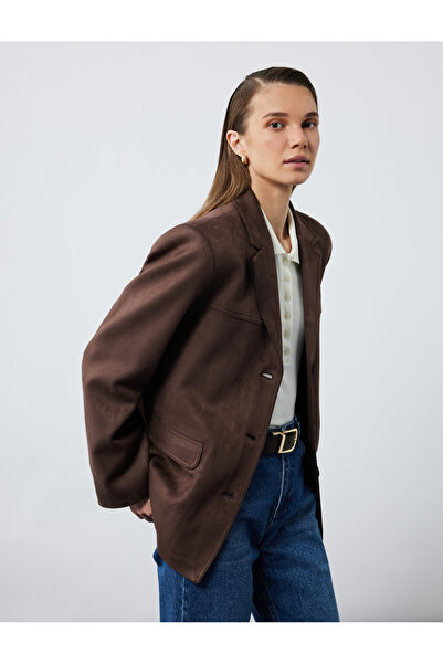 Koton Двуредно яке от изкуствен велур с копчета и дълъг ръкав с джобове