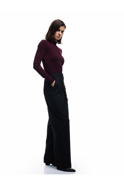 Koton Pile Detaylı Cepli Düz Geniş Paça Palazzo Pantolon