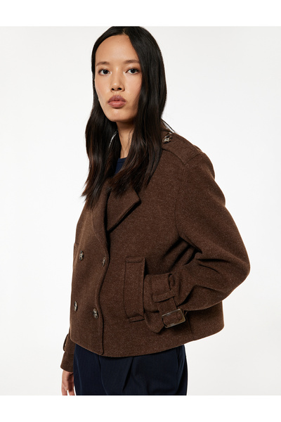 Koton Дългоръкавно сако с копчета, джобове и късо вълнено палто