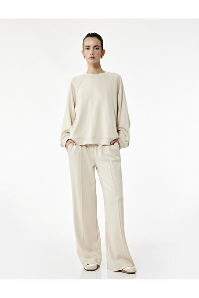 Koton Ribbed Scuba Fabric Long Straight Wide Leg Sweatpants