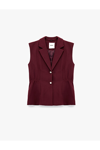 Koton Geniş Yaka Düğmeli Kolsuz Yelek