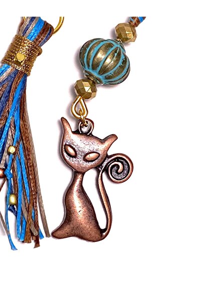 She Sells Çok Renkli Otantik Kedi Detaylı El Yapımı Çanta Anahtarlık Charmı