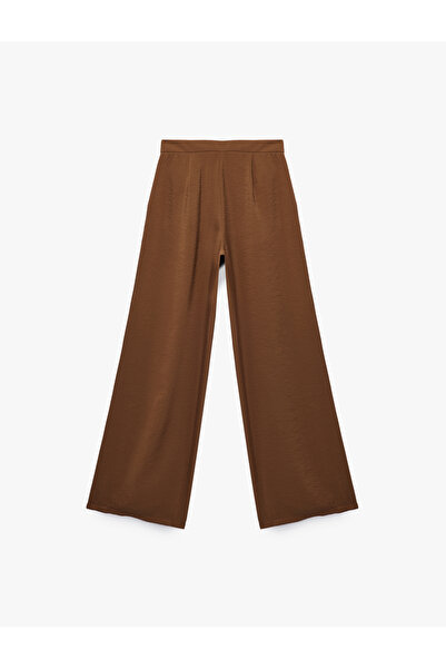 Koton Modal Fabric Pleated Wide Leg Palazzo Pants with Pockets