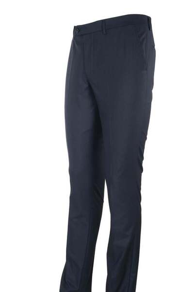 İmza Pantaloni de bază slim fit din gabardine bleumarin cu buzunare laterale ...