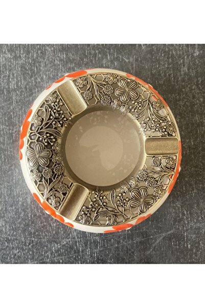 RGS HOMELİFE Handmade Ashtray with Flower and Fruit Patterns with Lid, Decorative Gift Presentation Tray