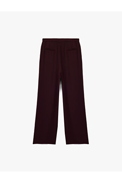 Koton High Waist Ribbed Crepe Palazzo Pants with Pockets
