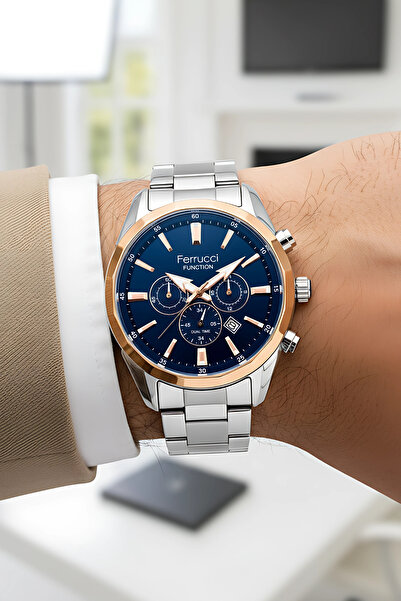 Ferrucci Function Gümüş Çelik Erkek Kol Saati – 44 mm, 3 ATM Suya Dayanıklı zmfer041