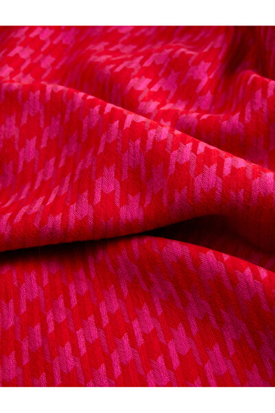 Koton Kazayağı Desenli Uzun Püsküllü Atkı