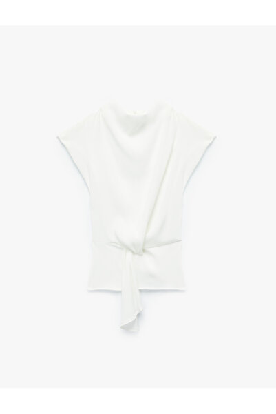 Koton Bluză cu guler în picioare cu detaliu nod cu mânecă șapcă