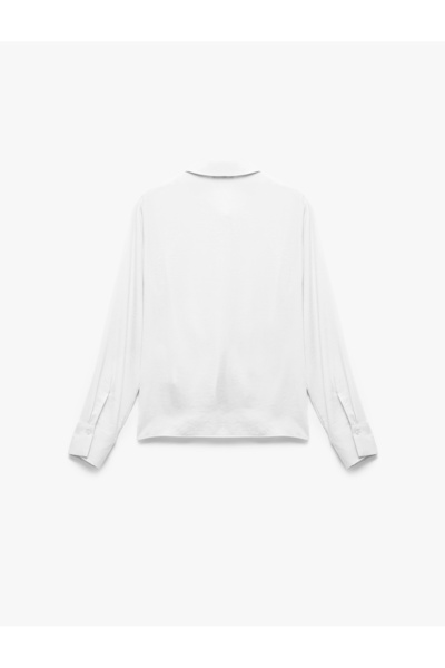 Koton Aerobin Fabric Long Sleeve Satin Shirt with Front Tie Detail