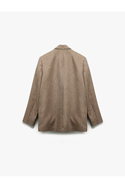 Koton Double Breasted Collar Long Sleeve Oversize Blazer Jacket