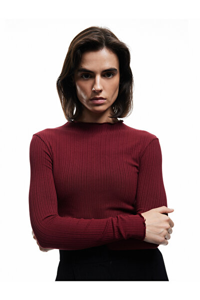 Koton Μπλουζάκι με μακρυμάνικο γιακά με λεπτή εφαρμογή Camisole Viscose