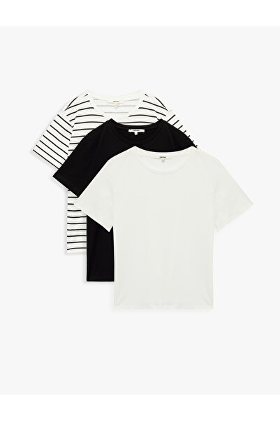 Koton 3 db pamut rövid ujjú, legénységi nyakú póló készlet