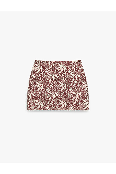 Koton Slim Fit Floral Desenli Mini Etek