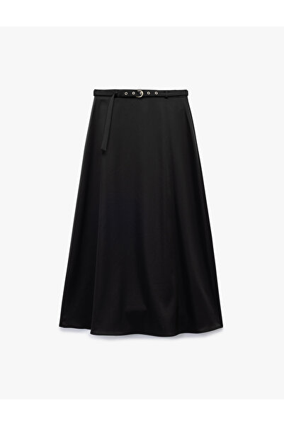 Koton Kemerli Uzun Kloş Saten Etek
