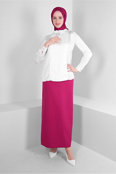 Alvina DRAPE بلوزة ساتان مفصلة مع إكسسوارات 43573