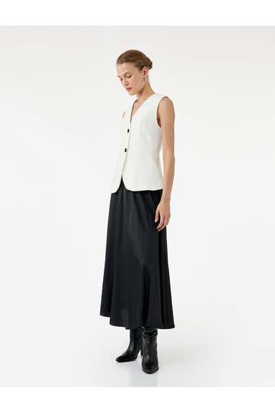 Koton Fusta lungă din satin evazată cu talie elastică