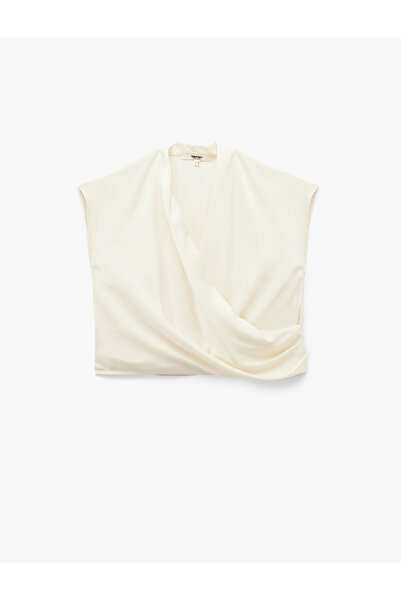 Koton Regular Fit Flowy Draped Sleeveless Double Breasted Blouse