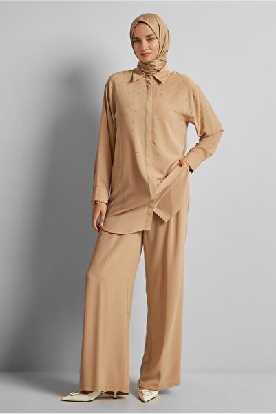 Alvina Shirt Collar Pants Suit 44797