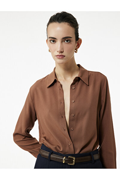 Koton Πουκάμισο με μακρύ μανίκι κλασικό γιακά από βισκόζη