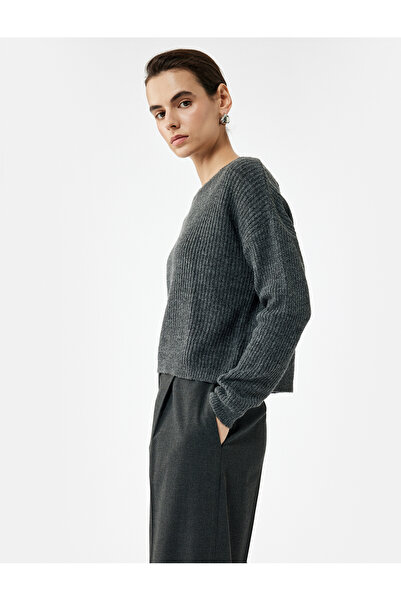 Koton Uzun Kollu Bisiklet Yaka Triko Basic Kazak