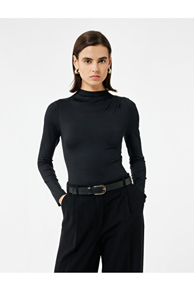 Koton Slim Fit Ελαφρύ γιακά με ντραπέ Λεπτομερές μακρυμάνικο κορμάκι