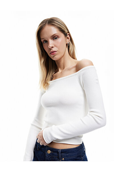 Koton Pulover tricotat cu mânecă lungă și decolteu barcă