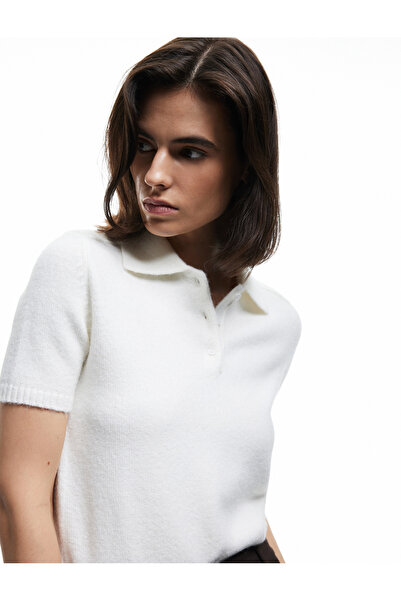 Koton Short Sleeve Buttoned Polo Neck Knitwear Sweater