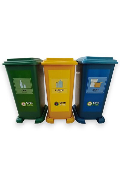 MEGA 3'LÜ ÜÇLÜ SIFIR ATIK KUTUSU, GERİ DÖNÜŞÜM KUTUSU, SIFIR ATIK YÖNETMELİĞİNE UYGUN KAĞIT PLASTİK CAM