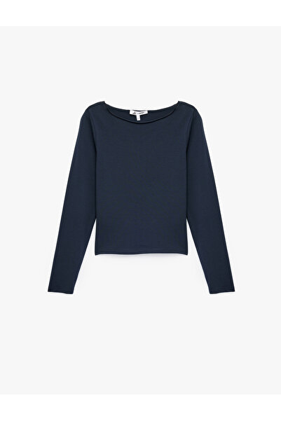 Koton Μακρυμάνικο μπλουζάκι με λαιμόκοψη βαμβακερό Slim Fit Basic