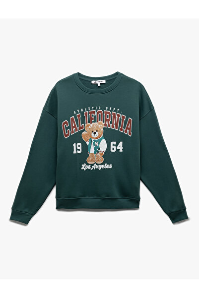 Koton Φούτερ με μακρυμάνικο λαιμόκοψη με στάμπα αρκουδάκι