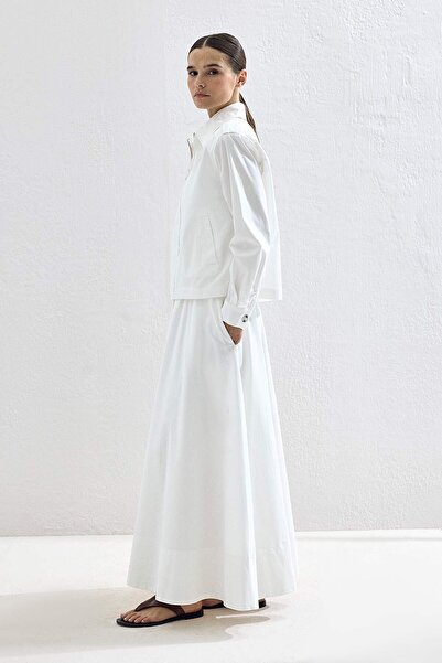 Hooopstore Λευκή βαμβακερή φούστα με ελαστική μέση