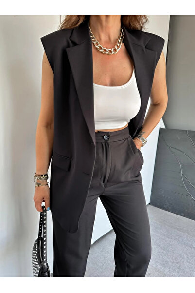 GAMZE ALPTEKİN Zr Model Brand Vestă căptușită Set pantaloni - Pantaloni morco...