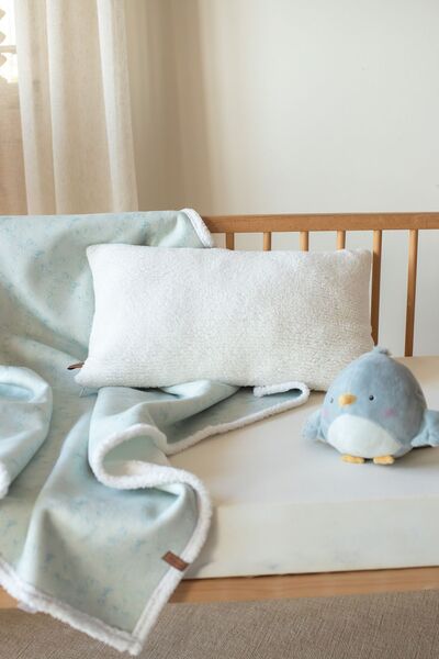 HAMUR White Decorative Fluffy Sleeping Crib Pillow for Baby and Children's Room - Throw Pillow Cover Sheep Feather Lamb Cover