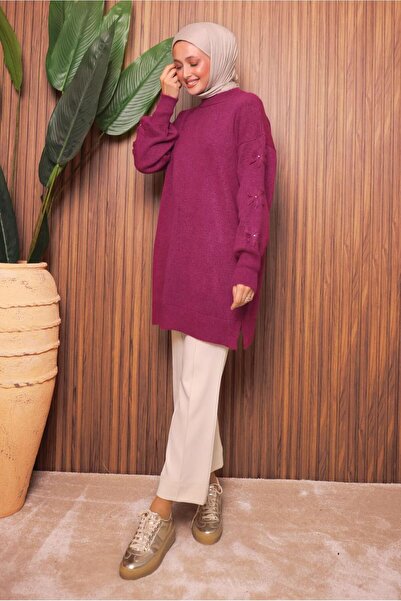 TRENDTESETTÜR Women's Fuchia Knitwear Tunic t 4507