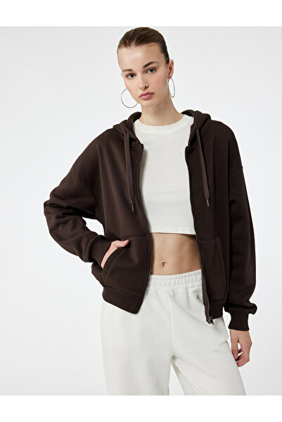 Koton Φούτερ με μακρυμάνικη κουκούλα με αναδιπλούμενη τσέπη καγκουρό με φερμουάρ