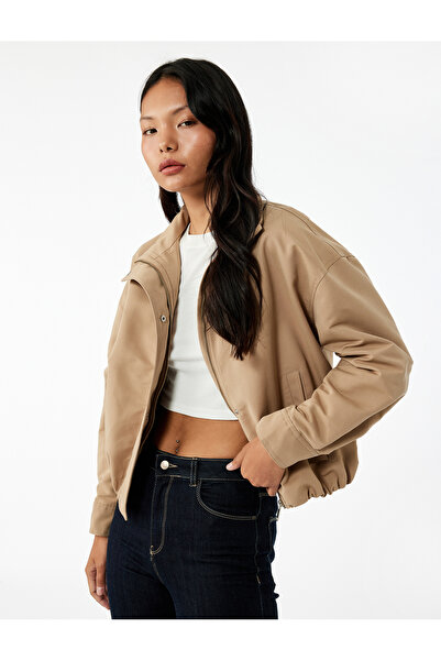 Koton Long Sleeve Stand Collar Oversize Bomber Jacket