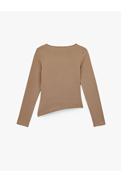 Koton Ασύμμετρο μπλουζάκι με λαιμόκοψη και αμάνικο μακρυμάνικο μπλουζάκι