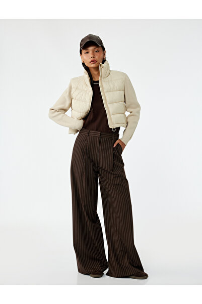 Koton Stand Collar Zipper Long Sleeve Pocket Slim Fit Puffer Jacket