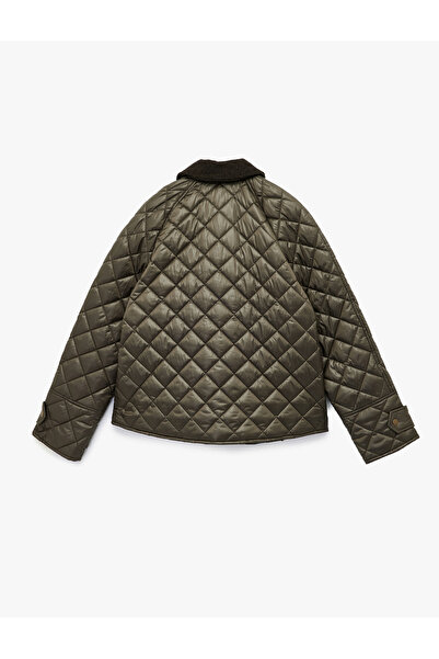 Koton Μακρυμάνικο αδιάβροχο καπιτονέ κοντό μπουφάν με τσέπες και φερμουάρ